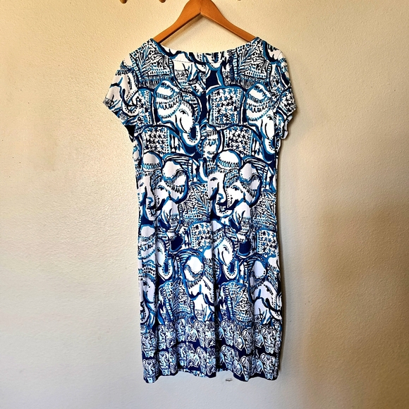 Lilly Pulitzer Sophiletta Dress Keep on Trunkin Elephant UPF 50 Shift Medium - Picture 11 of 13